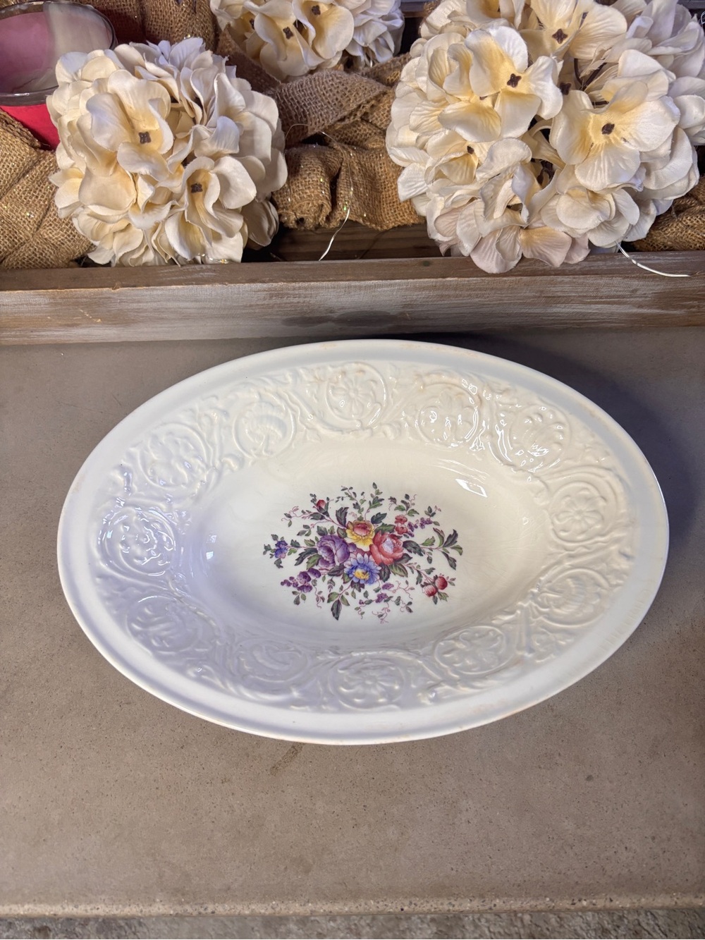 Vintage Wedgwood Patrician Swansea Oval Serving Bowl Floral Rose England